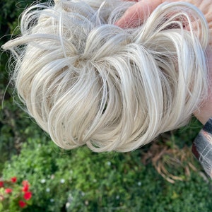Ash Blonde Hair Scrunchie Extension: Ponytail Bun image 9