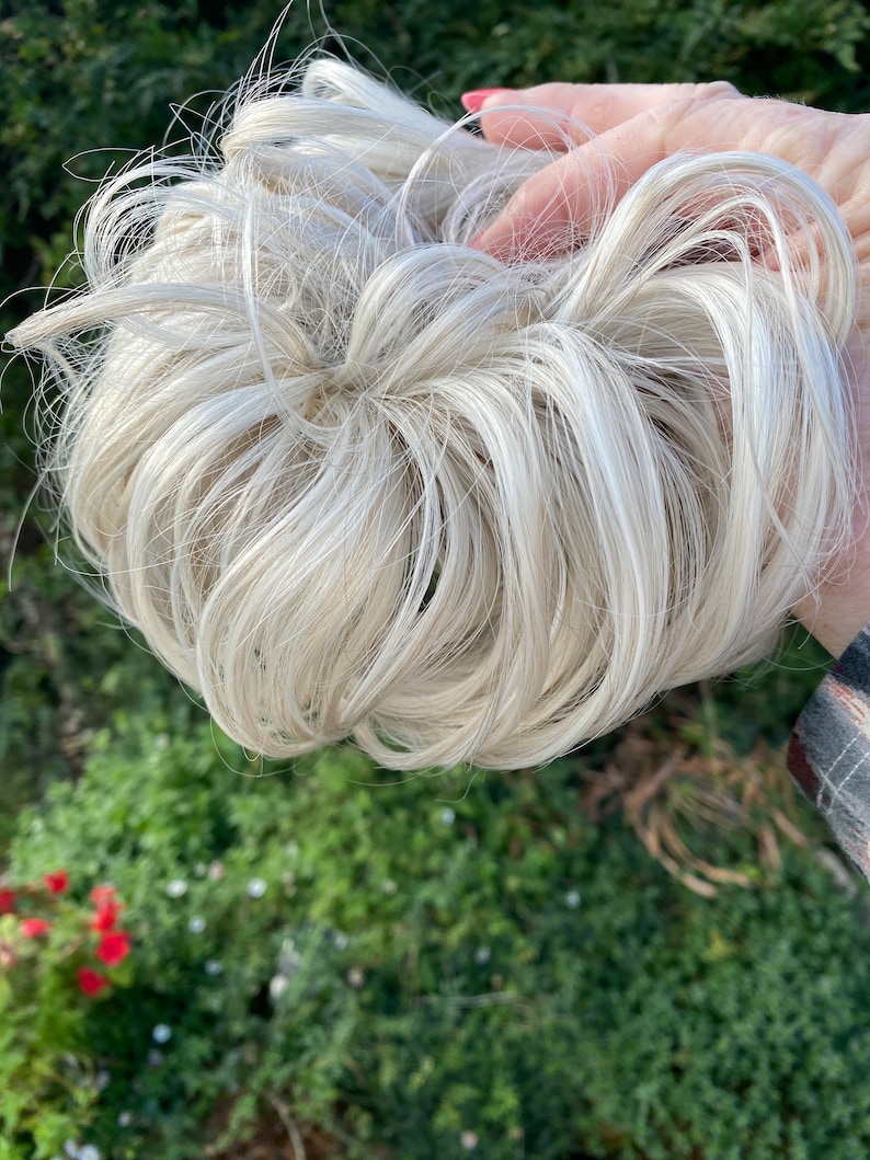 Ash Blonde Hair Scrunchie Extension: Ponytail Bun image 9