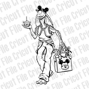 Jar Jar Goes to Disneyland: SVG PNG, Files for Cricut cutting print Instant Digital Download Clipart