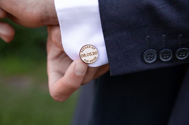 Custom Wedding Cufflinks Unique Wooden Cufflinks Personalized Cuff Links Father of the Bride Wedding Gift Father of the Bride Cufflinks