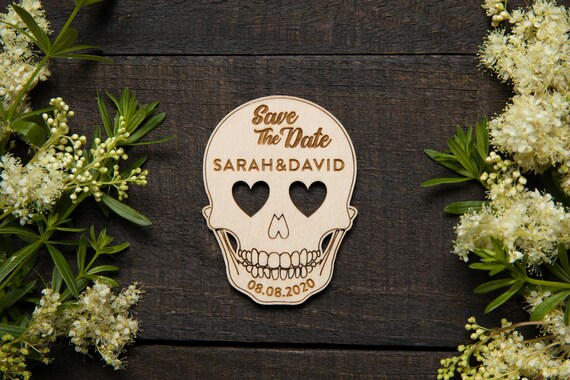Skull Save The Date Magnet Skeleton Save The Date Skull Etsy