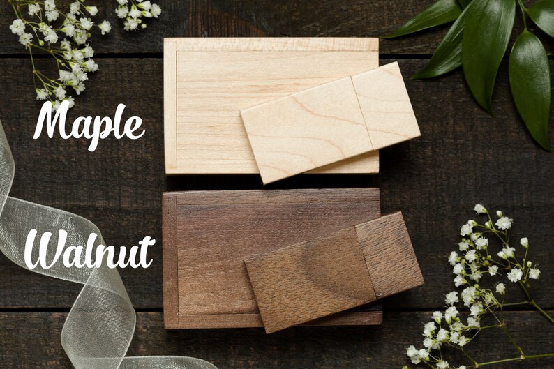 Walnut usb Engraved usb Flash Drive Wedding USB Drive Maple usb Wood USB With Box Custom usb stick USB Wedding Favor 16gb or 32gb