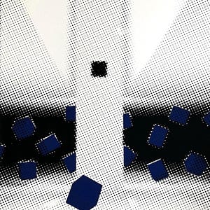 Geometric Screen Print – Abstract Blue and Black Wall Art – Modern Silkscreen Poster – Limited Edition Art Print