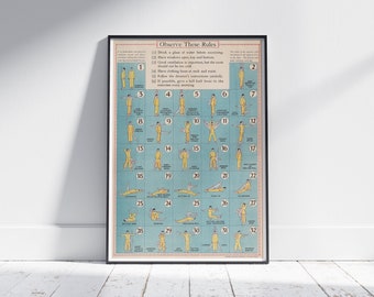 Vintage Workout Poster | Vintage Exercise | Vintage Fitness Wall Art | Exercise Poster | Motivation Poster | INSTANT DOWNLOAD