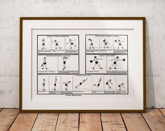 Physical Culture Chart, Vintage School Poster, Vintage Physical Fitness, Retro Gym Poster, Ball Games Poster, INSTANT DOWNLOAD