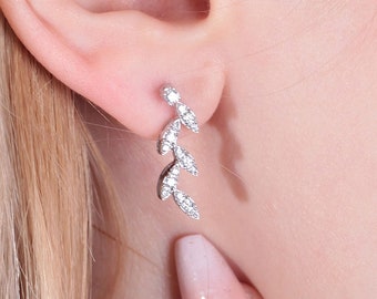 Diamond Engage Wedding Earrings/ Marquise Hanging Diamond Earrings/ 14kGold Diamond Jewelry/ Bridal Wedding Earrings/ Anniversary Gift
