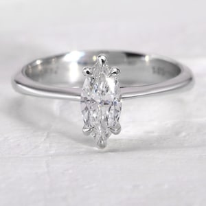 Marquise Cut Diamond Six Prong Engagement Ring/ 0.50 Carat Marquise Cut Modern Diamond Engagement Ring/ Promise Ring/ Engage Wedding Ring