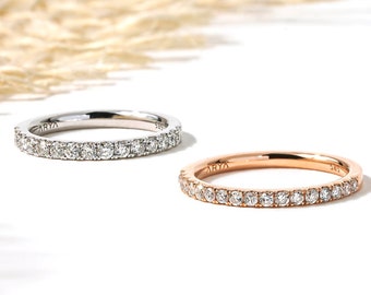 Diamond Half Eternity Ring in 14k Gold/ Diamond Wedding Band/ Bridal Wedding Ring/ Anniversary Jewelry Gift/ Christmas Gifted Ring/ 0.35CTW