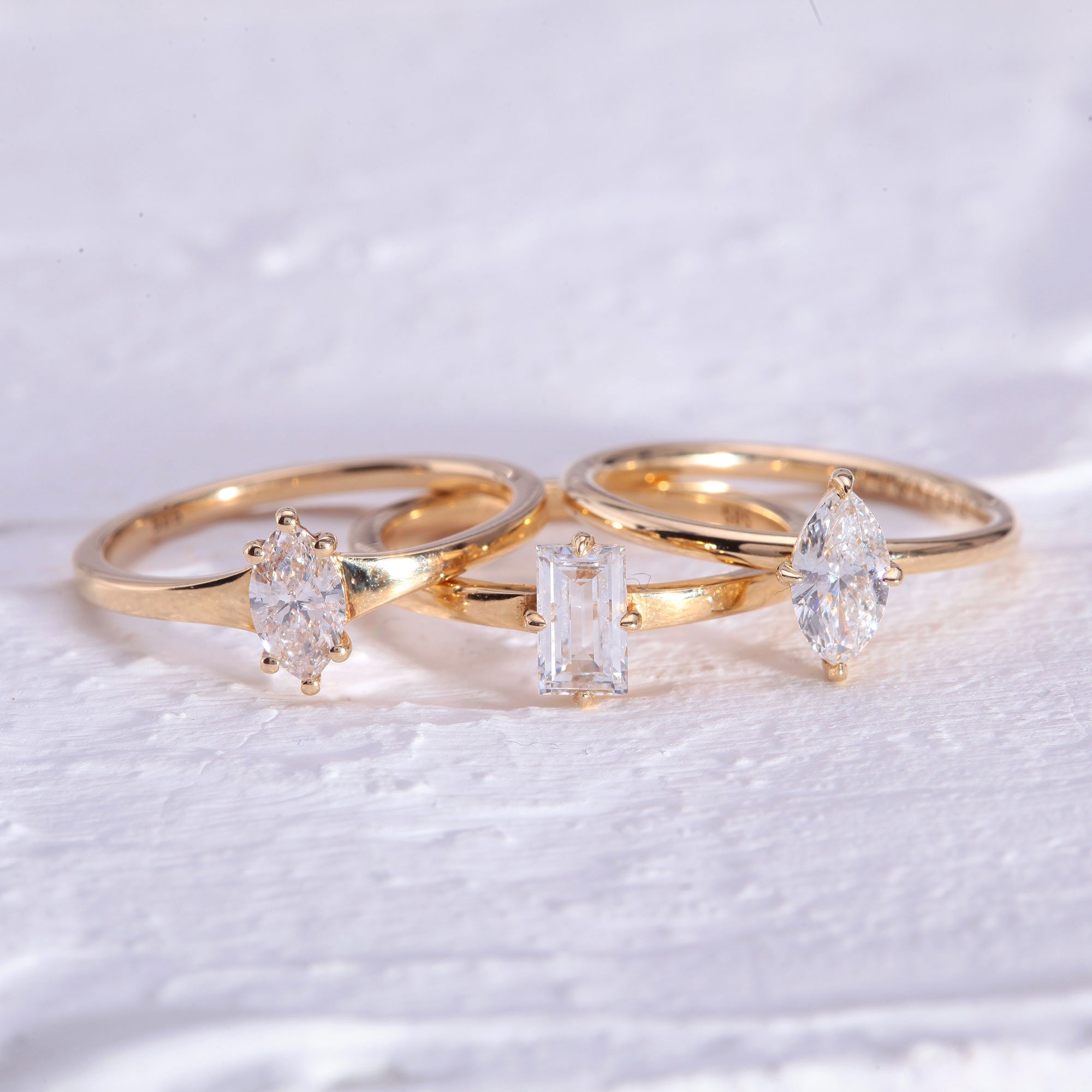 Marquise Cut Diamond Six Prong Modern Engagement Ring/ 14K - Etsy