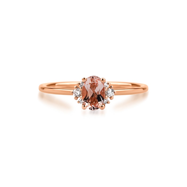 Oval Cut Morganite With Diamonds Halo Ring/ Morganite Diamond Ring/ Artful Engage Ring/ Christmas Gifted Ring/ Anniversary Gift For Her image 8