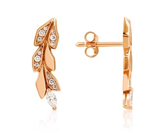 Rose Gold Diamond Engage Wedding Earrings/ Pear Cut Hanging Diamond Earrings/ Bridal Wedding Jewelry/ Anniversary Gift/ Her  Christmas Gift