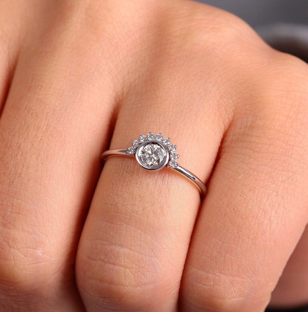 Crown Ring Collection Brilliant Cut Diamond Crown Ring / Etsy