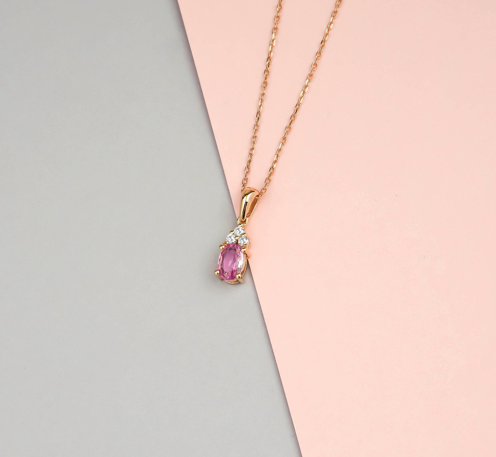Pink Sapphire Gem Heavy Metal Necklace main image 1