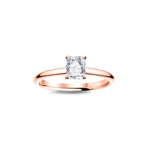 0.50 Carat Rectangular Radiant Cut Diamond Solitaire Engagement Ring/ GIA Certified Diamond Engagement Ring/ Minimalistic Rose Gold Ring