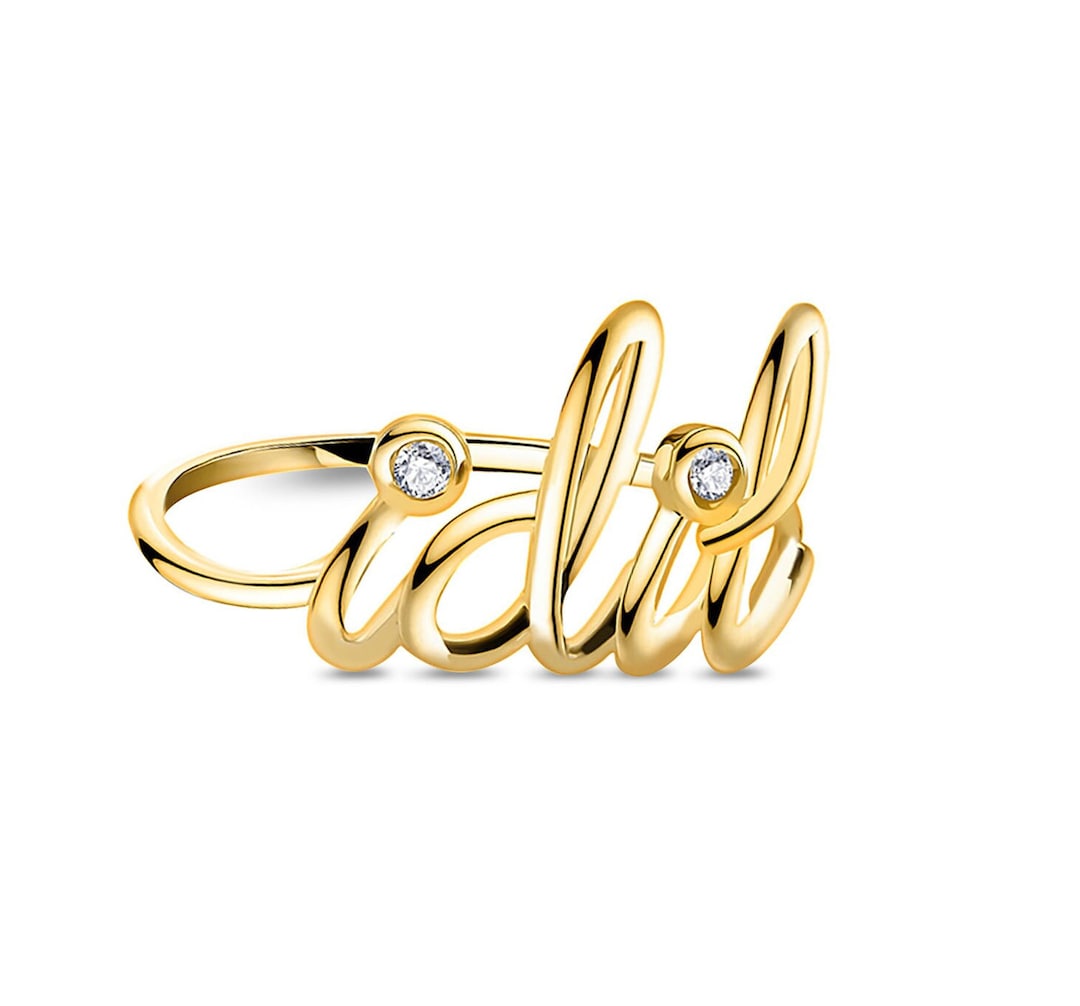 Personalized Gold Ring/ Custom Name Gold Ring/ Minimalistic Letter Ring