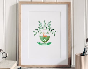 O'Connell Coat of Arms (Watercolour Style) Family Crest - Made in Ireland