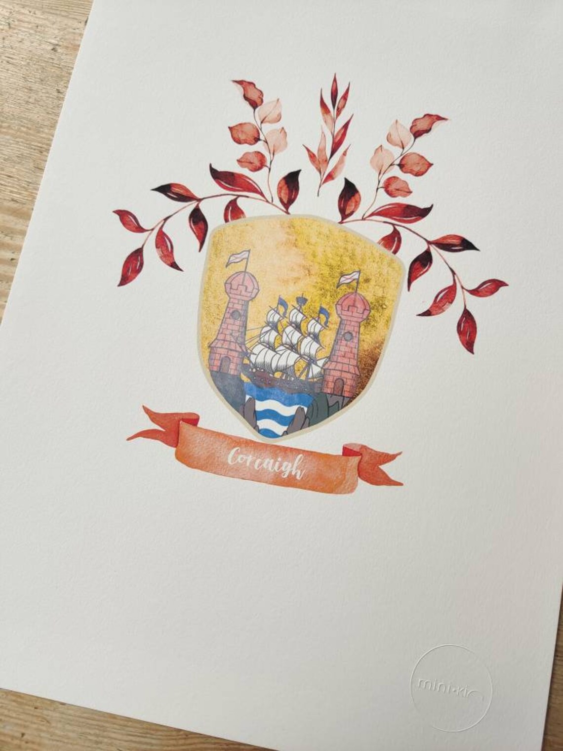 Cork County Crest Watercolour Style Coat of Arms Made in Etsy