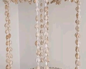 Vintage 33" Seashell Cowrie 2 Tiered Hanging Plant Holder Beach Coastal Shell