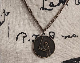 Fast pitch softball stocking stuffer gift Goldtone Chain Necklace Heavy Vintage