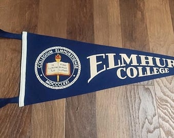 ELMHURST COLLEGE University Blue Jays NCAA Vintage Felt Pennant ties Illinois