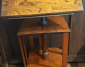 Vintage Guest Book Bible Music Adjustable book display stand table oak swivels