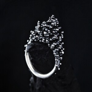 Bubbles ring, Cluster ring, Gothic ring, Art modern ring silver, Scatter bubble ring, Caviar ring, Molecules ring, Handmade jewelry gifts