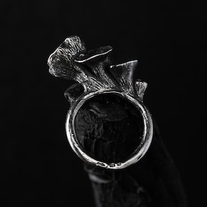 Mushroom ring, Forest ring, Witch ring, Sterling silver fungi ring, Botanical goth jewelry, Dark fairycore ring, Mushroomcore gift, Woodland