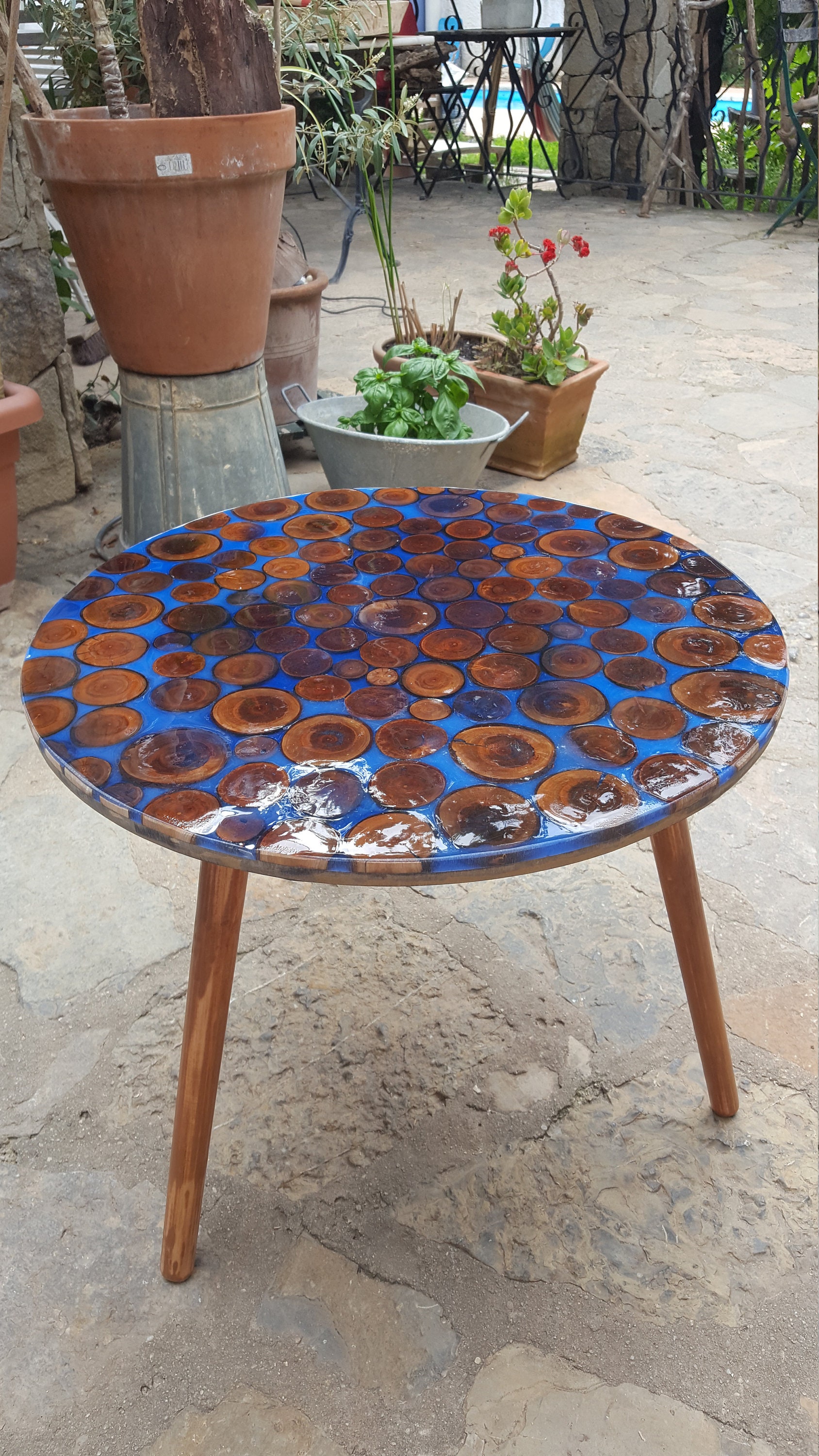 table bois/Résine Phosphorescente