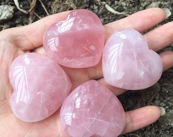 Rose Quartz Heart/Natural pink crystal/Heart-shaped crystal/Gift for Girl/Heart-shaped crystal beads