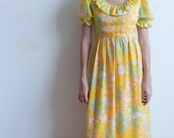 Vintage 60's Handmade Yellow Floral Dress