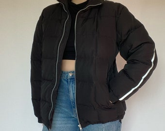 Vintage 90's Black Canadian Spirit Down Puffer Bomber Jacket