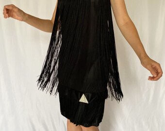 Vintage 70's Black Fringe Holt Renfrew "Flapper" Dress