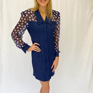 Navy blue dress with white clearance collar