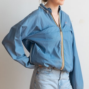 Vintage 70&#39;s Blue Hooded K-Way Packable Rain Jacket