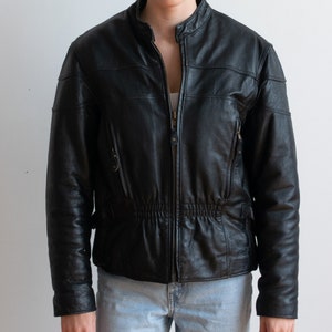 Vintage 90&#39;s Black Leather Biker Jacket
