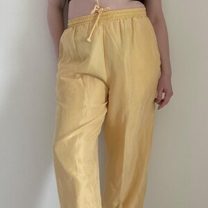 True Vintage 90&#39;s Silk Yellow Drawstring Trousers