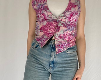 Vintage 90's Pink Floral Vest