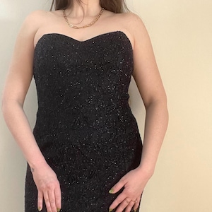 True Vintage 90&#39;s Black Strapless Sweetheart Cut Cocktail Dress