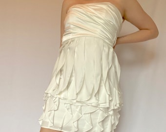 Vintage 90's White Le Chateau Strapless Cocktail Mini Dress