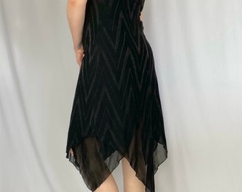 Vintage 90's Black Sheer Overlay Cocktail Dress