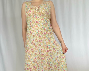 Vintage 70's Semi Sheer Floral Sleeveless Maxi Dress