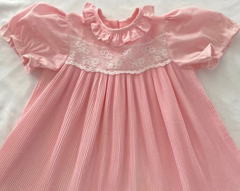 Vintage 80's Pink Pleated Toddler Dress