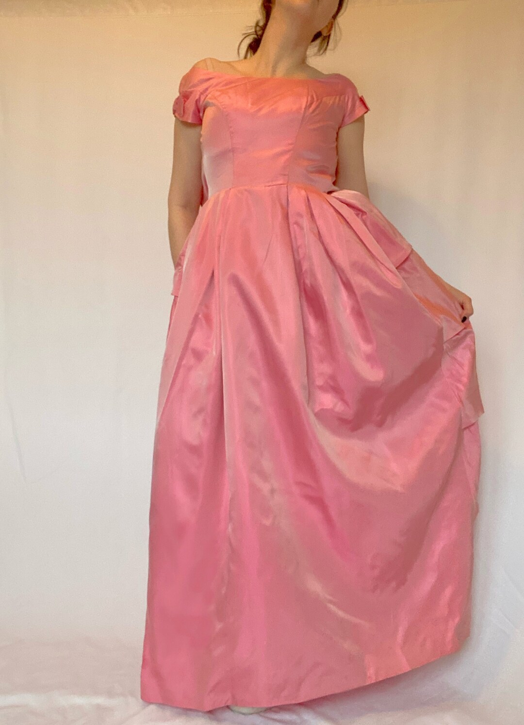 1950s Pink Taffeta Party Dress