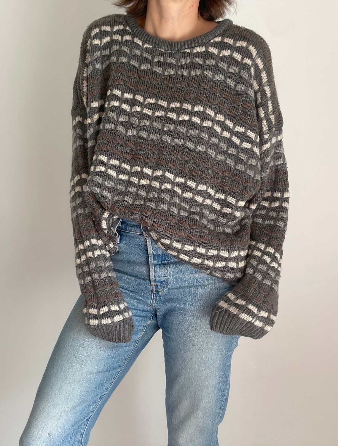 True Vintage 80's Grey Knit Pullover Etsy Canada — free download
