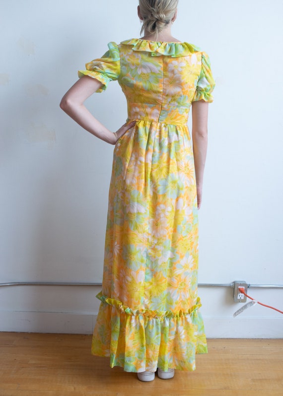 Vintage 60's Handmade Yellow Floral Dress - image 5