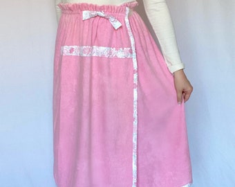 Vintage 60's Pink Terrycloth Velcro Wrap Swimsuit/Bath Cover