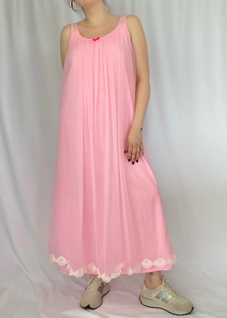 60s Pink/White Plaid Sleeveless Day Dress S