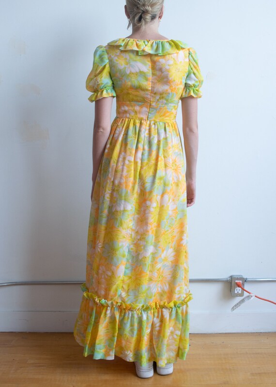 Vintage 60's Handmade Yellow Floral Dress - image 6