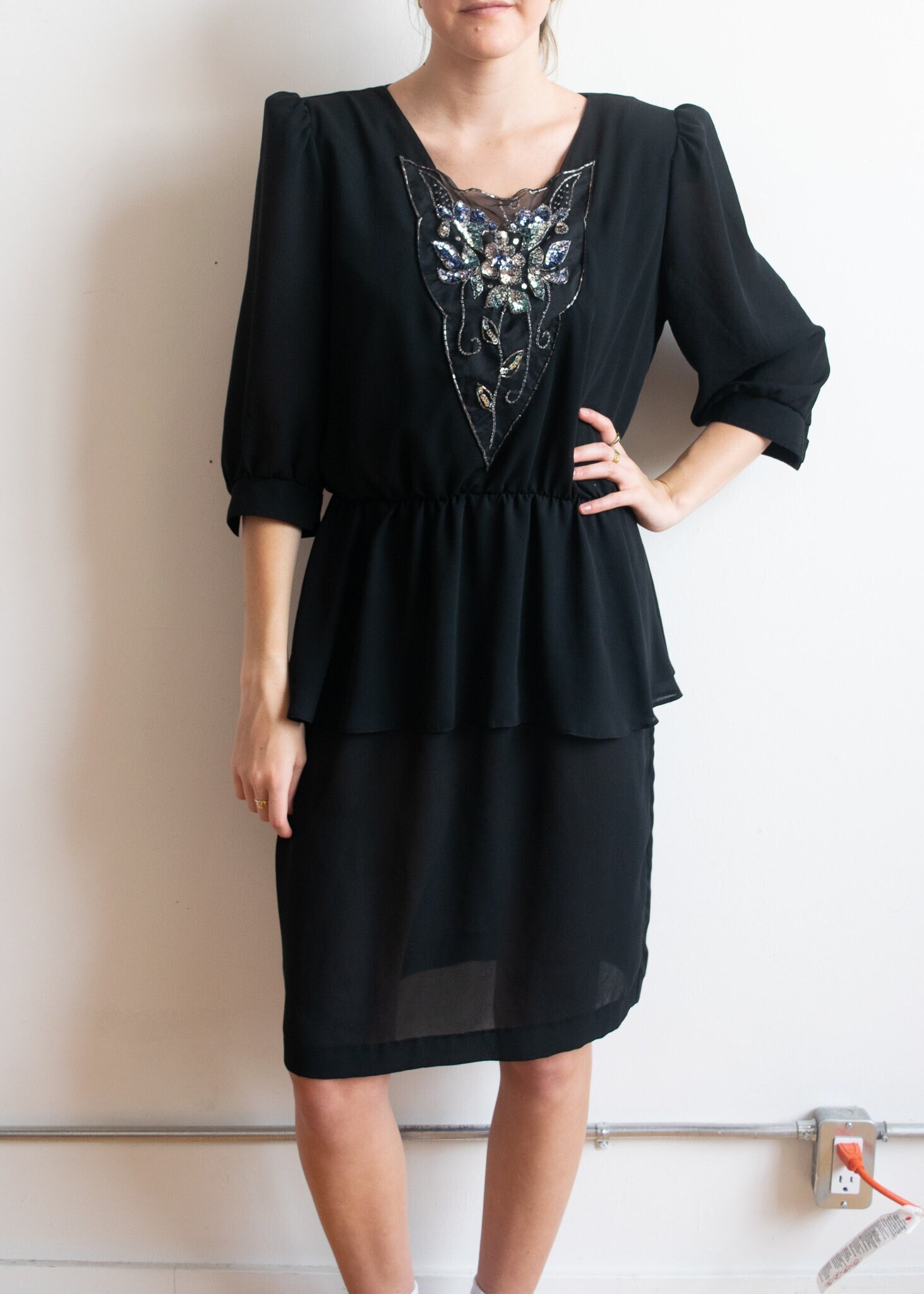 strapless open back dress Black Anzu Puplum Sweater Mini Dress main image 0