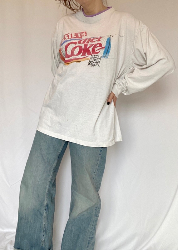 Vintage 80's "Diet Coke" Long Sleeve White Tee